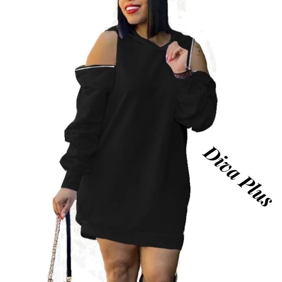 SALE!! Diva Plus Open/Closed Shoulders Top - Picture 1 of 5